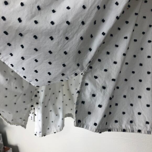 LOFT Top Cold Off the Shoulder Embroidered Clip Dot Color Block Flounce Shirt SP - Picture 6 of 8